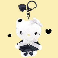 Hello Kitty Black Heart Plush Keychain